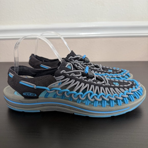 KEEN Men's Black/Blue Danube‎ Trekking Hiking UNNEEK Sandals - Size US 9.5 Water